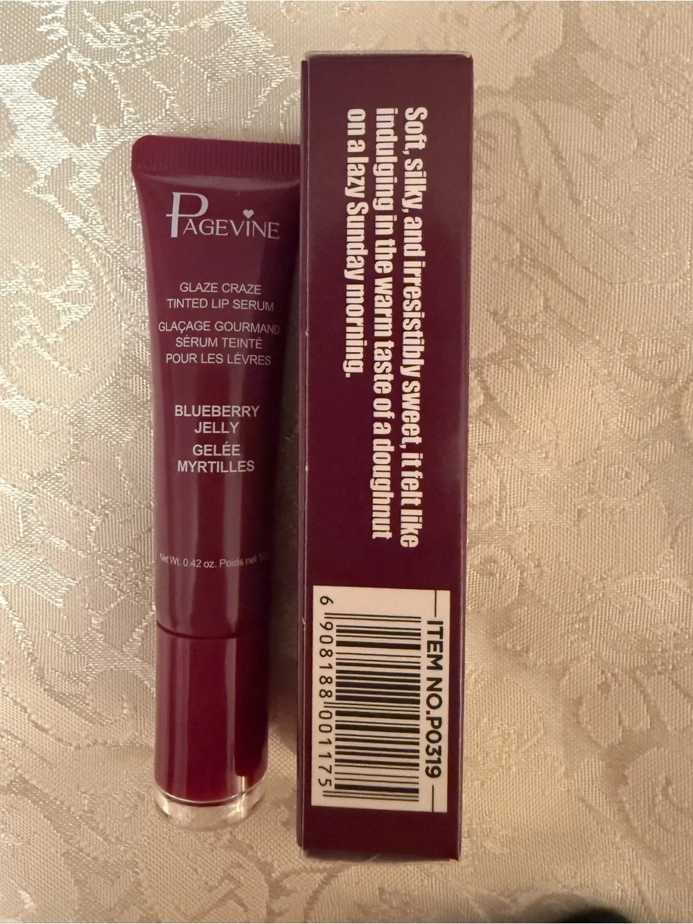 PageVine Glaze Craze Hydrating Tinted Lip Serum Blueberry Purple 0.42 oz